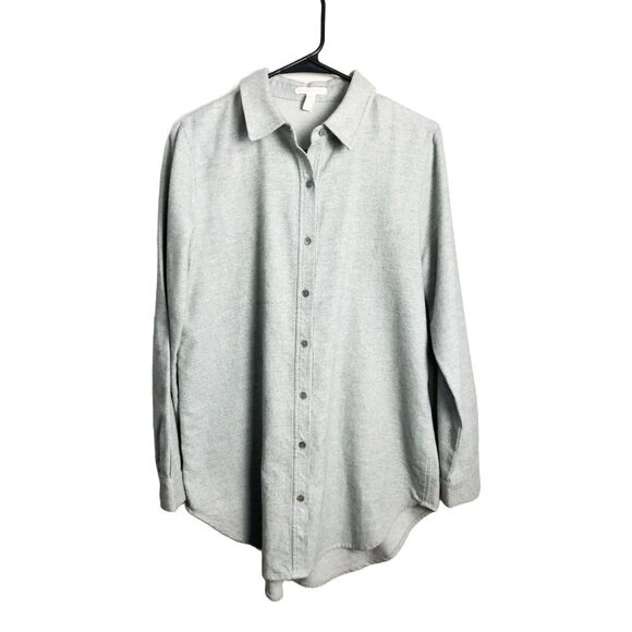 Eileen Fisher Tops - Eileen Fisher Organic Cotton Gray Lightweight Button Down Shacket Womens XS